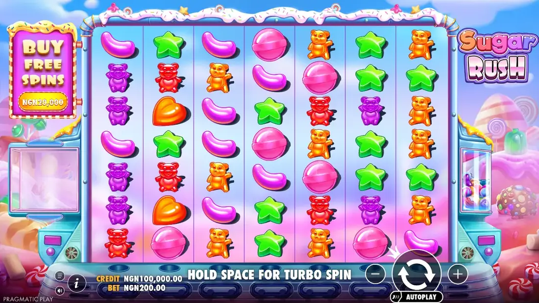 Sugar Rush base game grid in demo mode