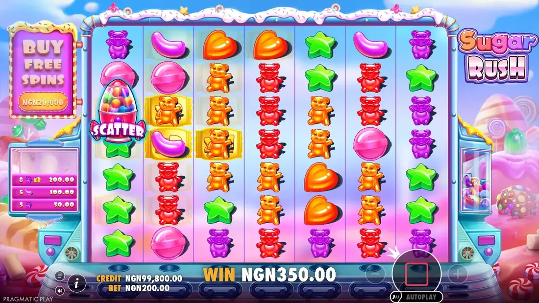 Symbols landing on a spin of Sugar Rush
